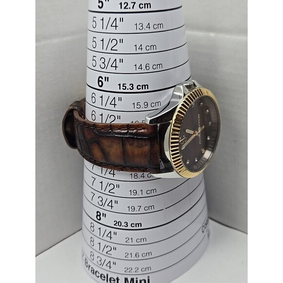 Juicy Couture Brown Dial Fluted Bezel Leather Strap Quartz Watch New Battery main image 9